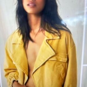 Free People We The Free Sure Thing Bomber corduroy jacket yellow size small